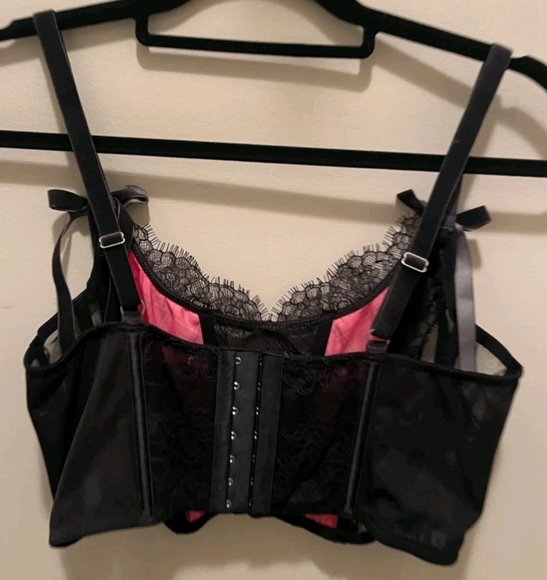 Lacy Plaid Unlined Lace Up corset top - Picture 4 of 8